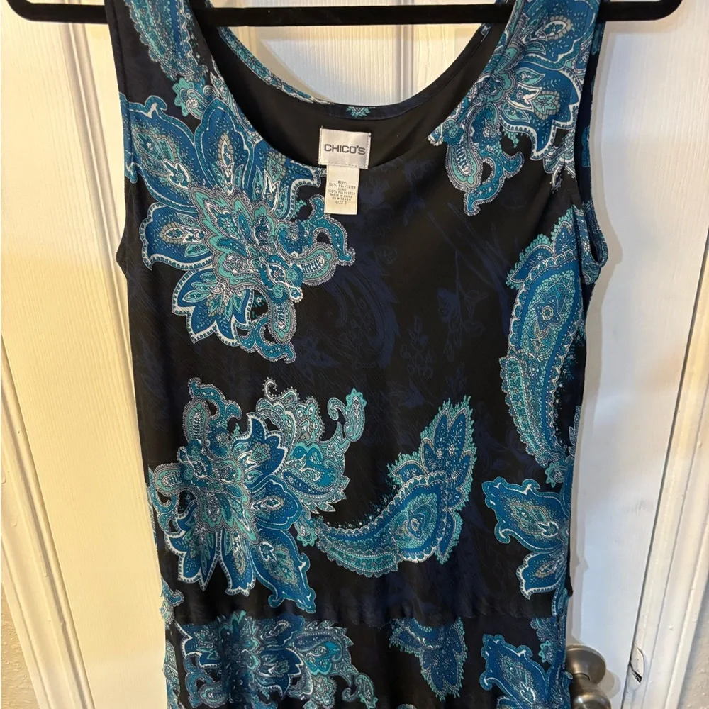 Chico's Black and Blue Patterned Maxi Dress - Picture 6 of 7